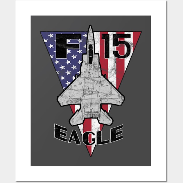 F-15 Eagle Military Fighter Jet Airplane Patriotic Vintage Wall Art by DesignedForFlight